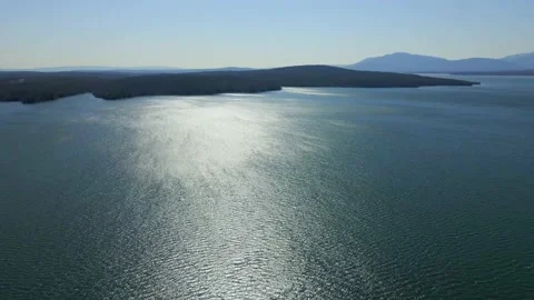 Drone Landscape 4K Descent Over Mountain Lake Stock Footage 160564440