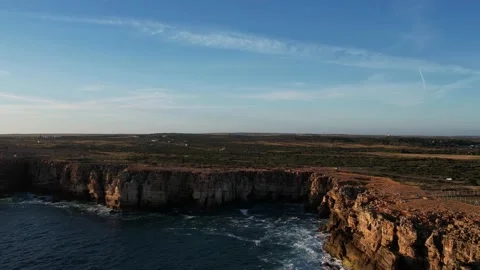 Drone landscape and coast view of Sagres in Algarve Portugal Stock Footage 239444166