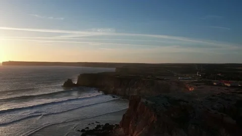 Drone landscape and coast view of Sagres in Algarve Portugal Stock Footage 239444853