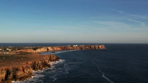 Drone landscape and coast view of Sagres in Algarve Portugal Stock Footage 239445068