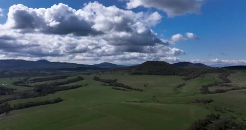 Drone landscape of an open, planted field. The cloudy sky during spring summer Video stock 201490326