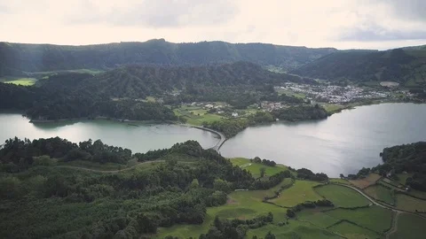 Drone Landscape Two Lakes Stock Footage 117263068