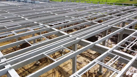 Drone landscape view of construction site. New building development. High cranes Stock Footage 163255977