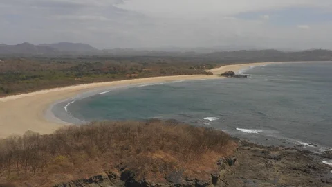 Drone landscape view of Ventanas and Playa Grande beaches. Costa Rica. Stock Footage