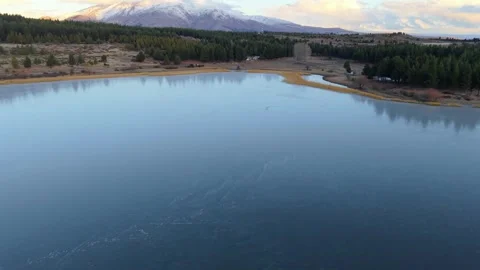 Drone lateral slide above Laguna La Zeta near Esquel Patagonia Argentina Stock Footage 336658096