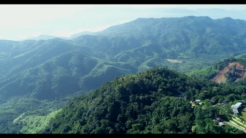 Drone Left 360 Degree Turn Panorama Over Lush Green Mountains Stock Footage 347269166