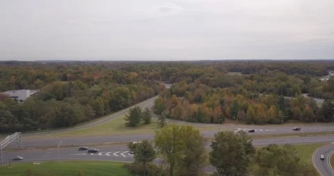 Drone left to right following freeway fall 스톡 동영상 97821394