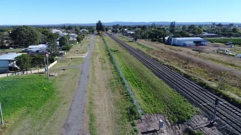 Drone Left to Right View of Railway Line Stock Footage 78233833