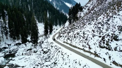 Drone lens captures the untouched snowfields of the Himalayas Stock Footage 310657766