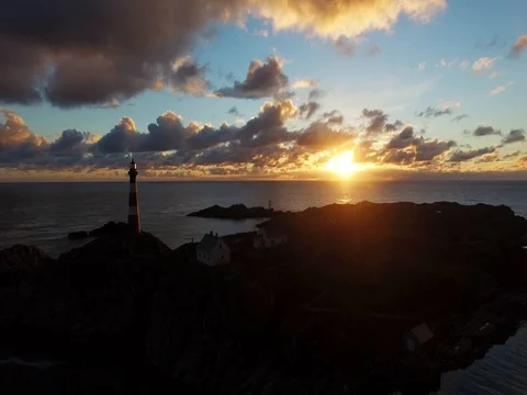 Drone. lighthouse sunset. 4k Stock Footage 77974007
