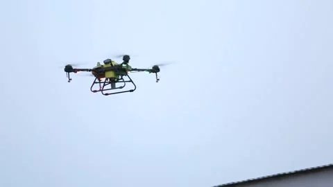 The drone with lights is in the air 2 Stock Footage 318848588