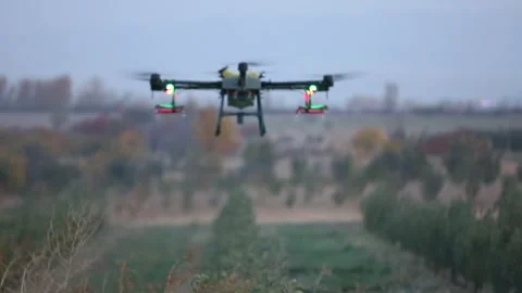 The drone with lights is in the air 6 Stock Footage 318848577