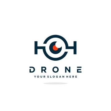 Drone logo design concept Premium Vector Stock Illustration