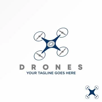Drone logo. Flying drone design. Simple drone concept Stock Illustration