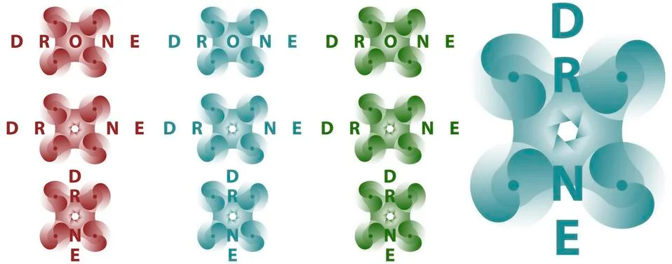 Drone logo set Stock Illustration