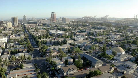 Drone Long Beach Bicycles 4K 24FPS Stock Footage 134306023