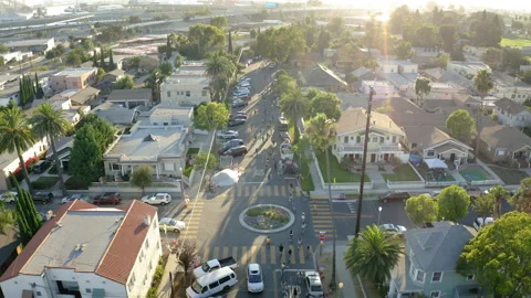 Drone Long Beach Bicycles 4K 24FPS Stock Footage 134306366