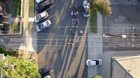 Drone Long Beach Bicycles 4K 24FPS Stock Footage 134306635