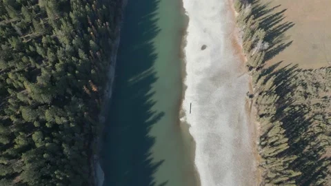 Drone looking down at river moving forward 動画素材 220637139