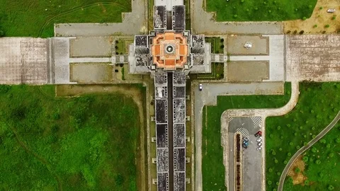 Drone lowered to a great old building Stock Footage 71360491