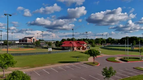 Drone lowering into parking lot Stock Footage 207524457