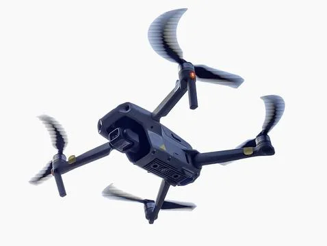 Drone machine isolated on a white background, Drone services for land and env 스톡 사진