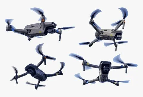 Drone machine isolated on a white background, Drone services for land and env Stock Photos