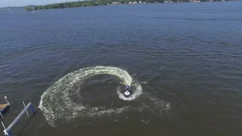Drone Man In Suit Jetski Stock Footage 170718456
