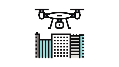 Drone mapping color icon animation Stock Footage 326105676