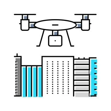 Drone mapping color icon vector illustration Stock Illustration