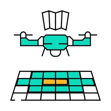 Drone mapping icon color illustration Stock Illustration