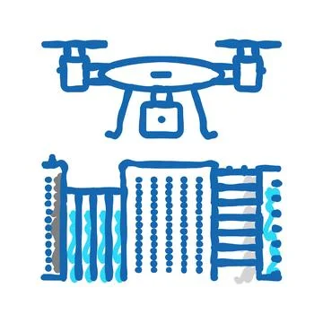 Drone mapping icon doodle illustration Stock Illustration