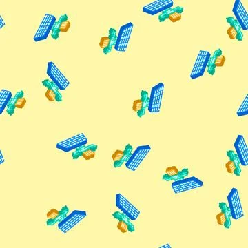 Drone mapping isometric icon seamless pattern Stock Illustration