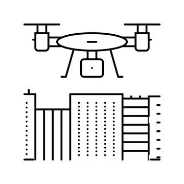 Drone mapping line icon vector illustration Stock Illustration