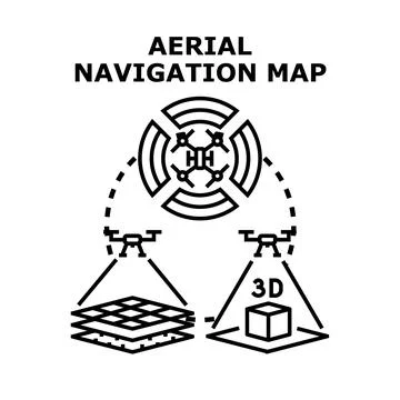 Drone mapping producing aerial navigation data concept イラスト素材