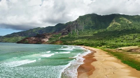 Drone Marquesas Islands. Aerial view Nuku Hiva island in French Polynesia. Stockbeeldmateriaal 291491902
