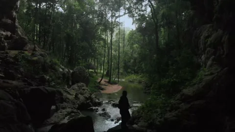 Drone in a Mayan Cave in Belize. Stock Footage 230794990