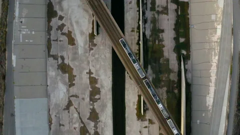 Drone Metro Blue Line Long Beach 4K 24FPS Stock Footage 134307628