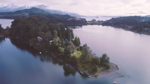 Drone Mountain Lake Bay Footage Stock Footage 269065553