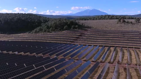 Drone:  Mountain Solar Farm Stock Footage 210539082
