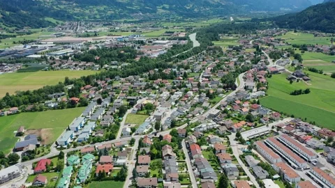 Drone mountain view of the city Lienz, Tyrol, Austria Stock Footage 196194276