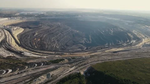 Drone movement along a mining quarry Stock Footage 158683180