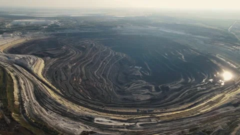 Drone movement along a mountain quarry in summer Stock Footage 157705945