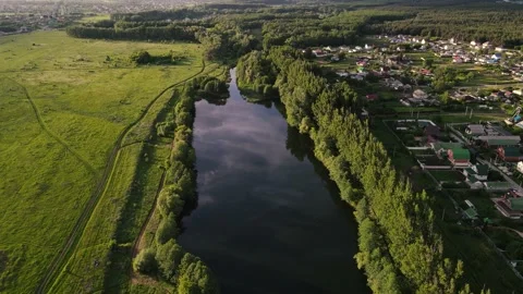 Drone movement along the riverbed on a summer day. aerial shooting Stock Footage 156228592