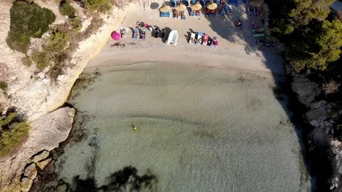 Drone movie of the beach of Cala del Mago Stock Footage