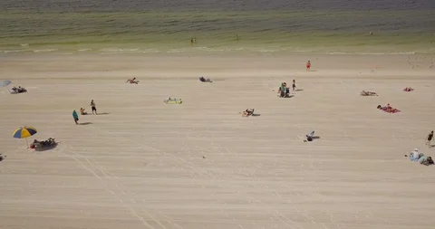 Drone moving along coast of beach Siesta Key Video stock 94822997
