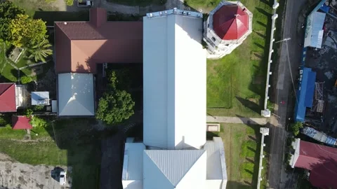 Drone is moving up and looking down to a church - Philippines Stock Footage 301614063