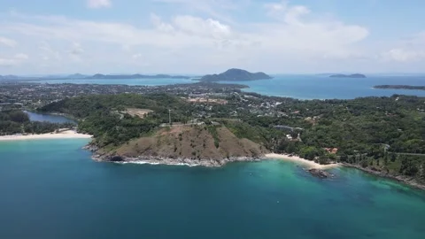 Drone moving close to the island Stock Footage 194380511