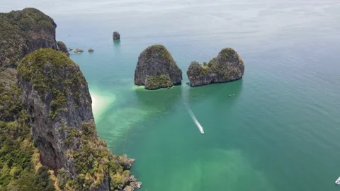 Drone moving closer to the island Stock Footage 194385151