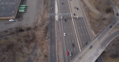 Drone moving down highway 스톡 동영상 102772639